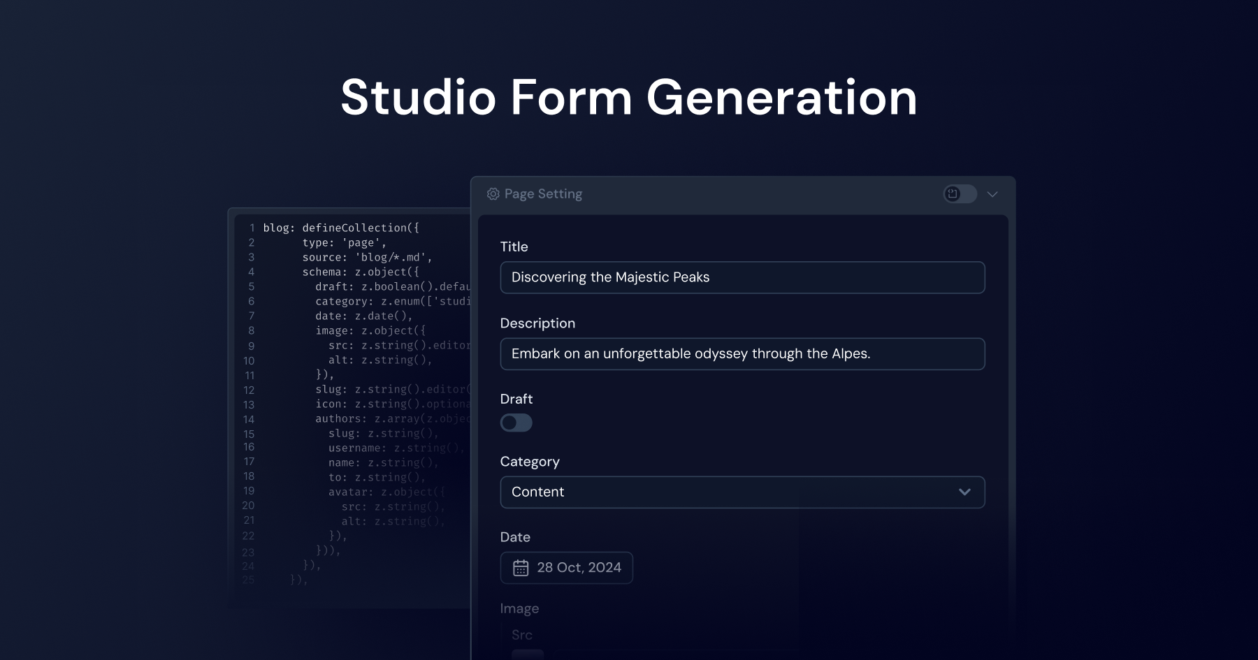 Frontmatter form generation based on collection schema